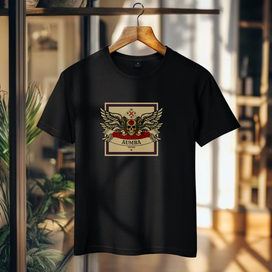 AUMRA Black T-Shirt with Premium Golden Logo